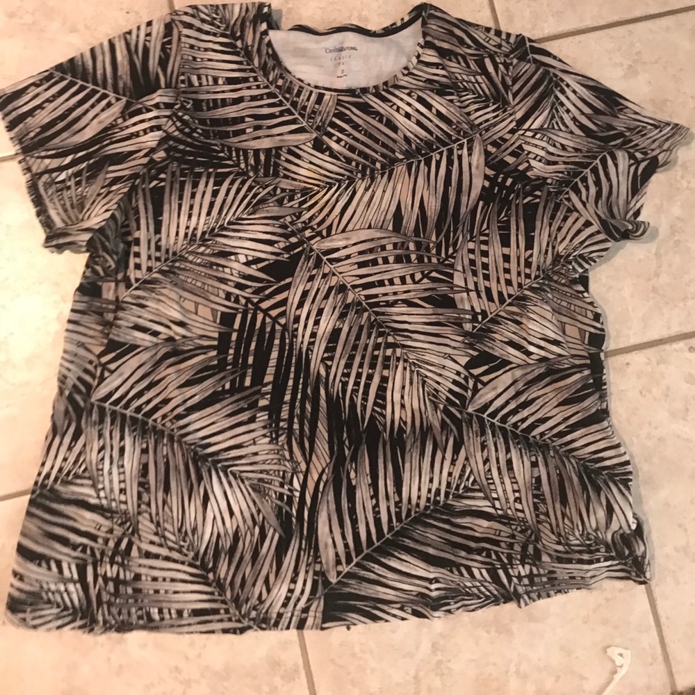 Black and white leaf blouse